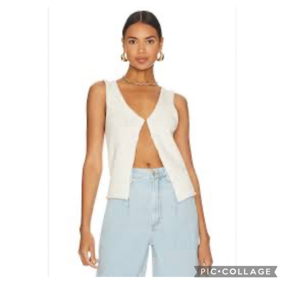Line and Dot Renegade Ivory Cotton Knit Vest or Top Size Small - Picture 1 of 12